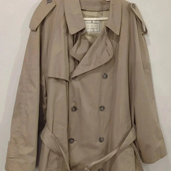Towne London Fog Trench Coat Tan Long size 44R Removable Wool Liner - Picture 2 of 11